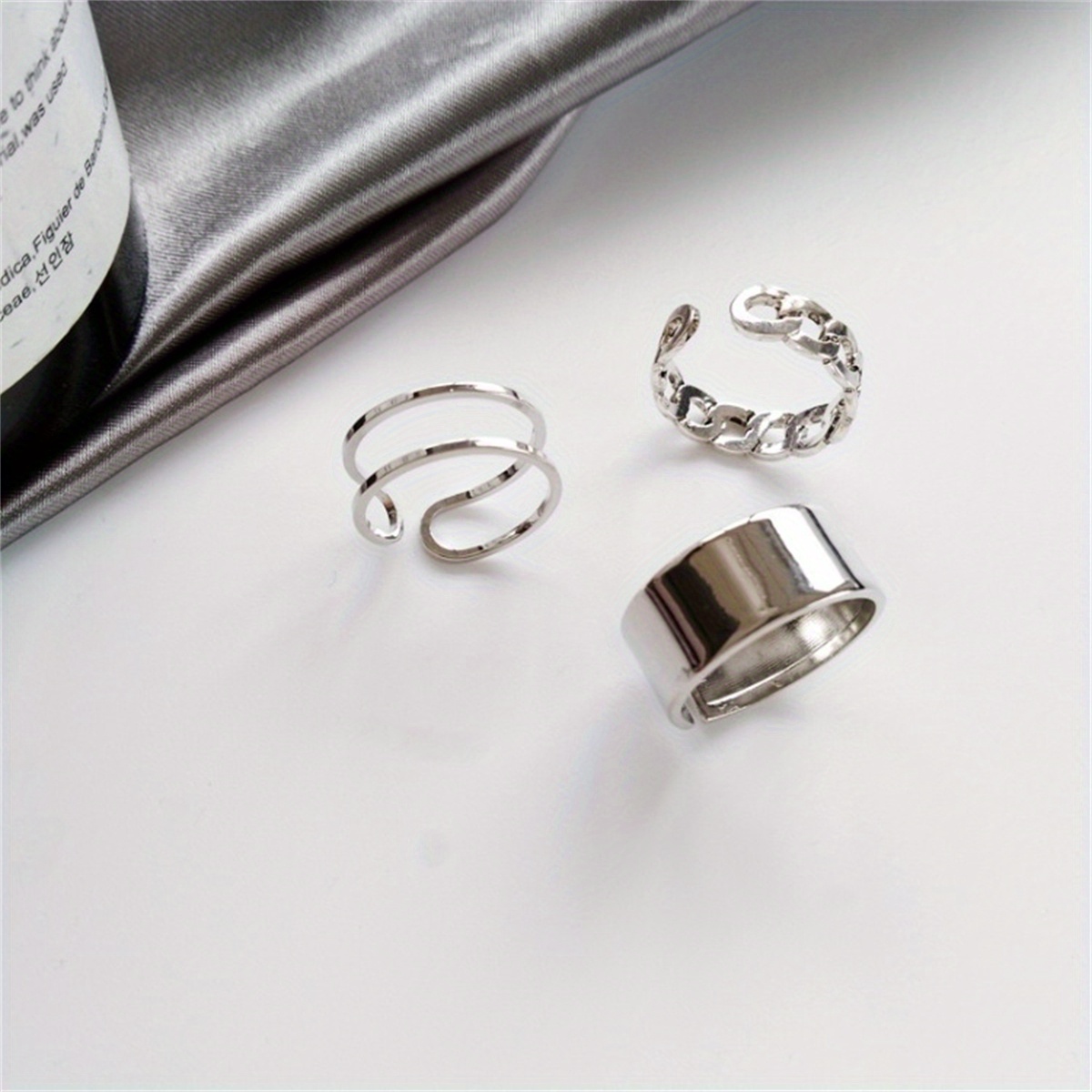 Hip hop Open Adjustable Ring Three Pieces Finger Ring